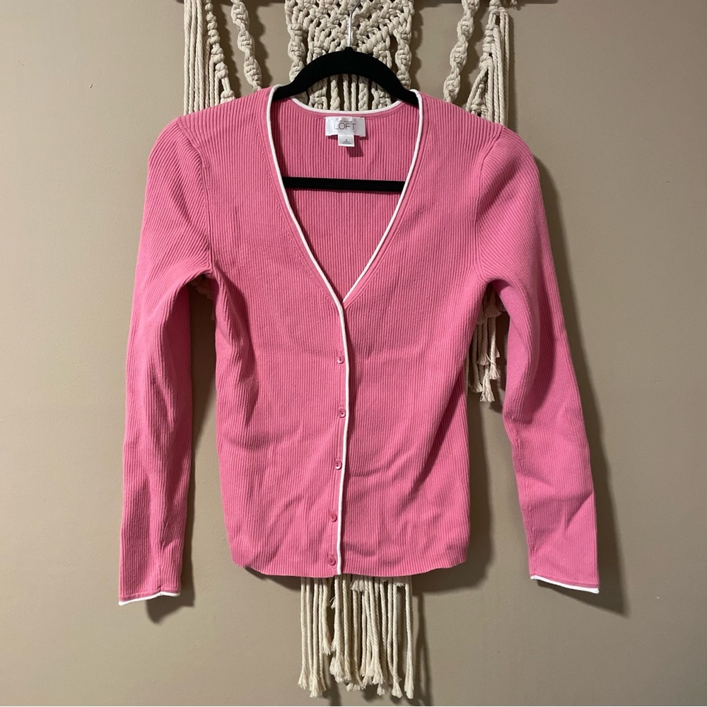 LOFT Pink Cardigan Small